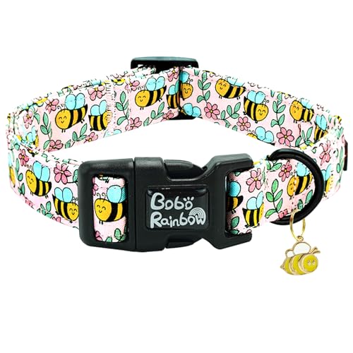 Bobo Rainbow Hundehalsband, Bienen-Haustier-Halsband, verstellbar, niedliches Haustierhalsband, weiche Halsbänder, bequem, Frühling, Welpenhalsband, rosa Blume, Baumwollhalsbänder, Geschenk für große Bobo Rainbow Hundehalsband, Bienen-Haustier-Halsband, verstellbar, niedliches Haustierhalsband, weiche Halsbänder, bequem, Frühling, Welpenhalsband, rosa Blume, Baumwollhalsbänder, Geschenk für große von Bobo Rainbow