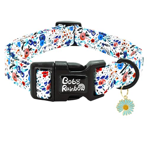 Bobo Rainbow Hundehalsband, Blumen-Hundehalsband, verstellbar, niedlich, weiches Halsband, bequemes Hundehalsband, Welpenhalsband, blau, Baumwolle, Hundehalsband, langlebig, Geschenk für kleine Hunde Bobo Rainbow Hundehalsband, Blumen-Hundehalsband, verstellbar, niedlich, weiches Halsband, bequemes Hundehalsband, Welpenhalsband, blau, Baumwolle, Hundehalsband, langlebig, Geschenk für kleine Hunde von Bobo Rainbow
