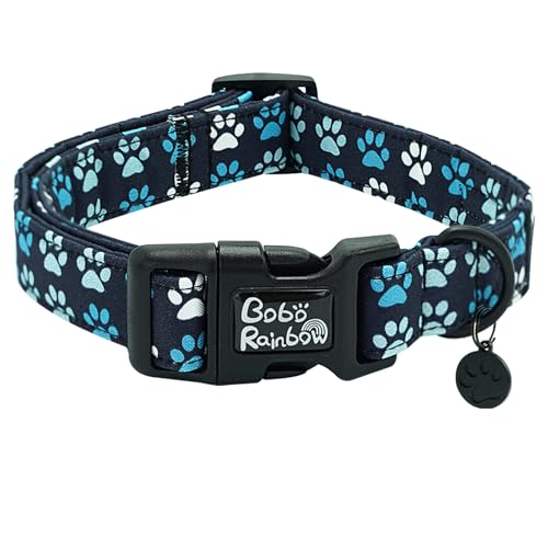 Bobo Rainbow Hundehalsband, Fußabdruck, verstellbar, weich, bequem, Welpenhalsband, niedliches Baumwollhalsband, langlebiges Geschenk für große Hunde Bobo Rainbow Hundehalsband, Fußabdruck, verstellbar, weich, bequem, Welpenhalsband, niedliches Baumwollhalsband, langlebiges Geschenk für große Hunde von Bobo Rainbow