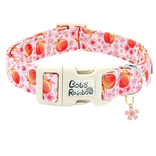 Bobo Rainbow Hundehalsband, Rosa, Pfirsichdruck, verstellbar, niedlich, bequem, Frühling, Welpen, Rosa, Baumwolle, Halsbänder, Geschenk für kleine Hunde Bobo Rainbow Hundehalsband, Rosa, Pfirsichdruck, verstellbar, niedlich, bequem, Frühling, Welpen, Rosa, Baumwolle, Halsbänder, Geschenk für kleine Hunde von Bobo Rainbow