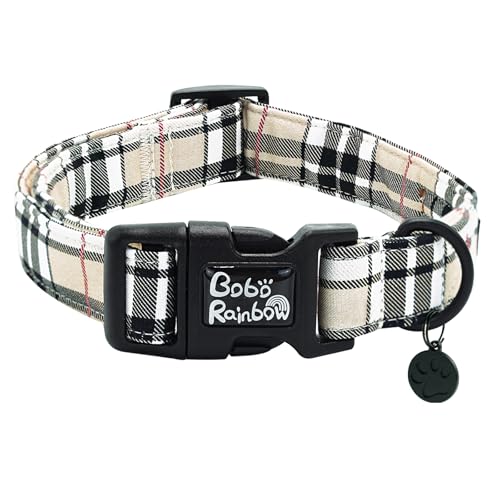 Bobo Rainbow Hundehalsband, kariert, verstellbar, bequem, niedlich, Welpenhalsband, leicht, Schnellverschluss-Schnalle, Geschenk für Jungen und Mädchen, Geschenk für kleine Hunde von Bobo Rainbow