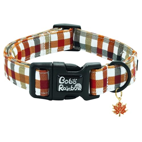 Bobo Rainbow Hundehalsband, kariert, verstellbar, niedlich, bequem, Welpenhalsband, langlebig, leicht, Schnellverschluss-Schnalle, Geschenk für Jungen und Mädchen, Größe XS von Bobo Rainbow