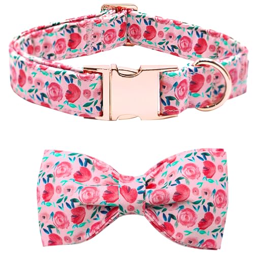 Bobo Rainbow Hundehalsband, rosa Blumendruck, niedliches Welpenhalsband mit Schleife, verstellbare Metallschnalle, Halsbänder für kleine Hunde Bobo Rainbow Hundehalsband, rosa Blumendruck, niedliches Welpenhalsband mit Schleife, verstellbare Metallschnalle, Halsbänder für kleine Hunde von Bobo Rainbow