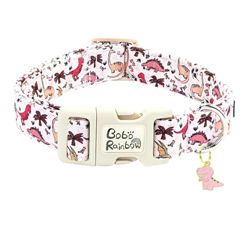 Bobo Rainbow Hundehalsband, rosa Dinosaurier-Druck, verstellbar, weich, bequem, Welpenhalsband, niedliches Baumwollhalsband, langlebiges Geschenk für kleine Hunde Bobo Rainbow Hundehalsband, rosa Dinosaurier-Druck, verstellbar, weich, bequem, Welpenhalsband, niedliches Baumwollhalsband, langlebiges Geschenk für kleine Hunde von Bobo Rainbow