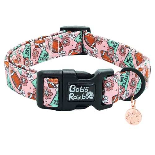 Bobo Rainbow Hundehalsband für den Herbst, mit Rugby-Druck, verstellbar, bequem, langlebig, Welpenhalsband, leicht, Schnellverschluss-Schnalle, Geschenk für Jungen und Mädchen, große Hunde von Bobo Rainbow