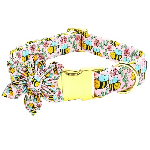 Bobo Rainbow Hundehalsband mit Blumen-Bienen-Haustier-Halsband, verstellbar, niedlich, weich, bequem, Rosa, Blume, Frühling, Baumwolle, Welpenhalsband, Metallschnalle, Halsbänder, Geschenk für X-Small Bobo Rainbow Hundehalsband mit Blumen-Bienen-Haustier-Halsband, verstellbar, niedlich, weich, bequem, Rosa, Blume, Frühling, Baumwolle, Welpenhalsband, Metallschnalle, Halsbänder, Geschenk für X-Small von Bobo Rainbow