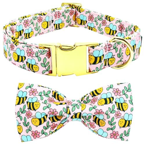 Bobo Rainbow Hundehalsband mit Fliege, Biene, Haustierhalsband, verstellbar, niedlich, weich, bequem, Frühlings-Welpenhalsband, rosa Blume, Metallschnalle, Baumwollhalsbänder, Geschenk für X-Small Bobo Rainbow Hundehalsband mit Fliege, Biene, Haustierhalsband, verstellbar, niedlich, weich, bequem, Frühlings-Welpenhalsband, rosa Blume, Metallschnalle, Baumwollhalsbänder, Geschenk für X-Small von Bobo Rainbow