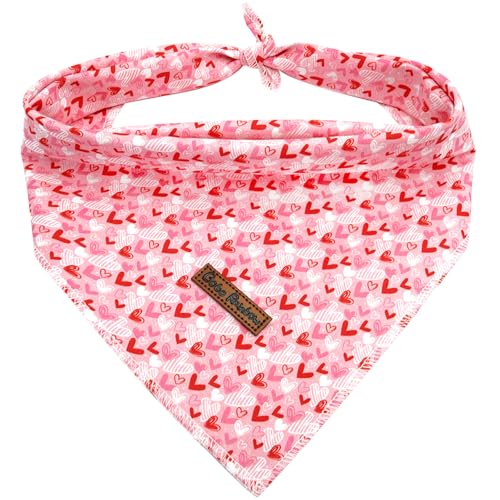 Bobo Rainbow Hundehalstuch, 1 Stück, mit Herz-Aufdruck, Valentinstagstuch, Halstuch, quadratisch, weich, für kleine, mittelgroße und große Hunde von Bobo Rainbow
