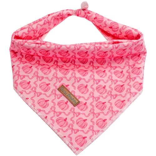 Bobo Rainbow Hundehalstuch, 1 Stück, rosa Kürbisdruck, Halstuch, niedliches Lätzchen, Schal, quadratisch, weich, für kleine, mittelgroße und große Hunde von Bobo Rainbow