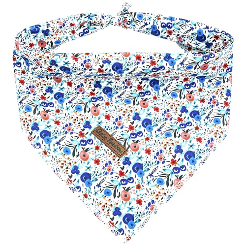 Bobo Rainbow Hundehalstuch, Blumendruck, niedliches Frühlings-Halstuch, Lätzchen, Schal, quadratisch, blau, weich, für kleine, mittelgroße und große Hunde, 1 Stück Bobo Rainbow Hundehalstuch, Blumendruck, niedliches Frühlings-Halstuch, Lätzchen, Schal, quadratisch, blau, weich, für kleine, mittelgroße und große Hunde, 1 Stück von Bobo Rainbow