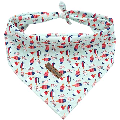 Bobo Rainbow Hundehalstuch, Motiv: USA-Flagge, Popsicle Print, Haustierhalstuch, Unabhängigkeit, Urlaub, Halstuch, niedliches Lätzchen, Schal, quadratisch, weich, Hundehalstuch, Welpenhalstücher für von Bobo Rainbow