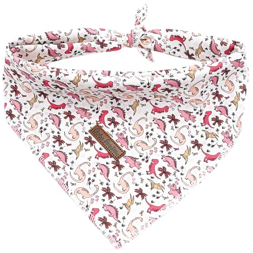 Bobo Rainbow Hundehalstuch, rosa Dinosaurier-Druck, für Frühling, Sommer, Welpen, Halstuch, niedliches Lätzchen, Schal, quadratisch, weich, für kleine, mittelgroße und große Hunde, 1 Stück von Bobo Rainbow