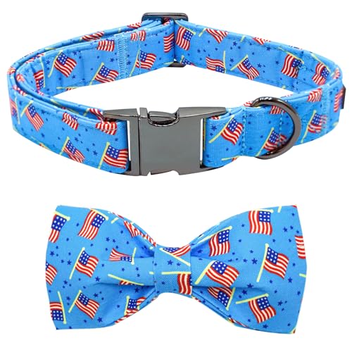Bobo Rainbow Independence Day Hundehalsband, patriotisches Haustierhalsband, blaue Flagge, Urlaub, Hundehalsband, für Mädchen oder Jungen, verstellbares Halsband für kleine, mittelgroße und große von Bobo Rainbow