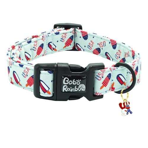 Bobo Rainbow Independence Hundehalsband, USA-Flagge, Popsicle-Druck, Haustierhalsband, verstellbar, niedlich, weich, Urlaub, bequem, Baumwolle, Welpenhalsband, Geschenk für kleine Hunde Bobo Rainbow Independence Hundehalsband, USA-Flagge, Popsicle-Druck, Haustierhalsband, verstellbar, niedlich, weich, Urlaub, bequem, Baumwolle, Welpenhalsband, Geschenk für kleine Hunde von Bobo Rainbow