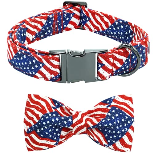 Bobo Rainbow Independence Hundehalsband, USA-Flagge, bedruckt, verstellbar, weich, mit Fliege, Urlaub, Metallschnalle, Baumwolle, Welpenhalsband für X-Small Hunde Bobo Rainbow Independence Hundehalsband, USA-Flagge, bedruckt, verstellbar, weich, mit Fliege, Urlaub, Metallschnalle, Baumwolle, Welpenhalsband für X-Small Hunde von Bobo Rainbow