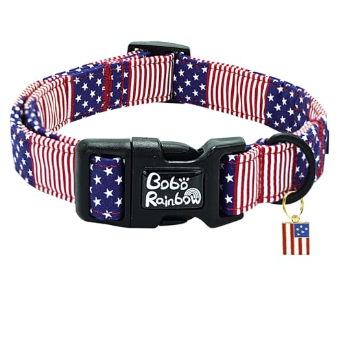 Bobo Rainbow Independence Hundehalsband, amerikanische Flagge, Haustierhalsband, verstellbar, niedlich, weich, Urlaub, bequem, Baumwolle, Welpenhalsband, Geschenk für kleine Hunde Bobo Rainbow Independence Hundehalsband, amerikanische Flagge, Haustierhalsband, verstellbar, niedlich, weich, Urlaub, bequem, Baumwolle, Welpenhalsband, Geschenk für kleine Hunde von Bobo Rainbow