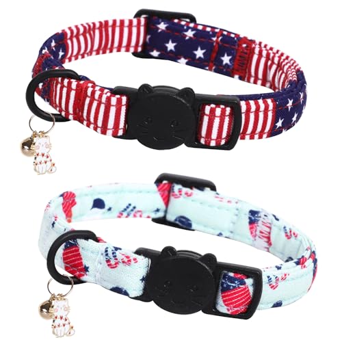 Bobo Rainbow Independence Katzenhalsband, 2 Stück, amerikanische Flagge und Eis am Stiel, Breakaway mit Kätzchen und Glockenanhänger, Sicherheitsschnalle, verstellbares Haustierhalsband für Katzen Bobo Rainbow Independence Katzenhalsband, 2 Stück, amerikanische Flagge und Eis am Stiel, Breakaway mit Kätzchen und Glockenanhänger, Sicherheitsschnalle, verstellbares Haustierhalsband für Katzen von Bobo Rainbow