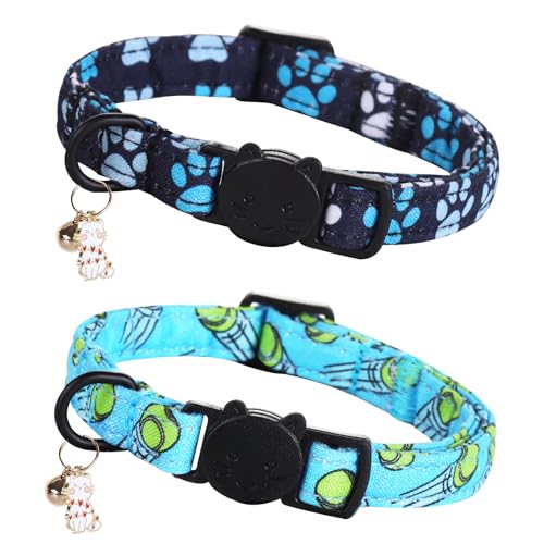 Bobo Rainbow Katzenhalsband, 2 Stück, Katzenhalsbänder, Tennisbälle und Fußabdruck, Katzenhalsband mit Kätzchen und Glockenanhänger, Sicherheitsschnalle, Haustierhalsband, niedliches Baumwollhalsband Bobo Rainbow Katzenhalsband, 2 Stück, Katzenhalsbänder, Tennisbälle und Fußabdruck, Katzenhalsband mit Kätzchen und Glockenanhänger, Sicherheitsschnalle, Haustierhalsband, niedliches Baumwollhalsband von Bobo Rainbow