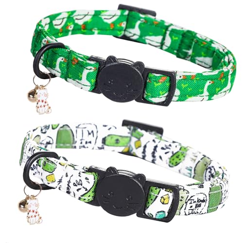 Bobo Rainbow Katzenhalsband, 2 Stück, Katzenhalsband, Gans & Dill, Katzenhalsband, mit Kätzchen und Glockenanhänger, Sicherheitsschnalle, Haustierhalsband, niedliches Baumwollhalsband für Jungen Bobo Rainbow Katzenhalsband, 2 Stück, Katzenhalsband, Gans & Dill, Katzenhalsband, mit Kätzchen und Glockenanhänger, Sicherheitsschnalle, Haustierhalsband, niedliches Baumwollhalsband für Jungen von Bobo Rainbow