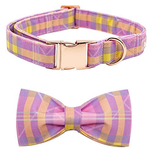 Bobo Rainbow Mädchen Hundehalsband, rosa kariert, verstellbar, für Mädchen, Haustierhalsband, Fliege, Duarmor-Hundehalsbänder für kleine, mittelgroße und große Hunde von Bobo Rainbow