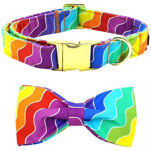 Bobo Rainbow Regenbogen-Hundehalsband, Regenbogenstreifen, Halsband für LGBT Pride Monat, Urlaub, Hundehalsband für Mädchen oder Jungen, verstellbares Halsband für kleine, mittelgroße und große Hunde von Bobo Rainbow