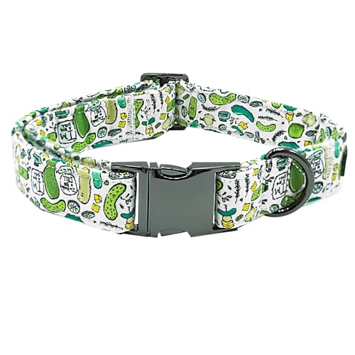 Bobo Rainbow Sommer-Hundehalsband, großer Dill-Druck, langlebiges Metallhalsband, niedlich, grün, für Jungen, verstellbares Hundehalsband für kleine, mittelgroße und große Hunde von Bobo Rainbow