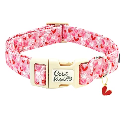 Bobo Rainbow Valentinstags-Hundehalsband, Herz-Hundehalsband, verstellbar, weich, bequem, Urlaub, Welpenhalsband, Baumwolle, niedliches Halsband, Geschenk für mittelgroße Hunde Bobo Rainbow Valentinstags-Hundehalsband, Herz-Hundehalsband, verstellbar, weich, bequem, Urlaub, Welpenhalsband, Baumwolle, niedliches Halsband, Geschenk für mittelgroße Hunde von Bobo Rainbow