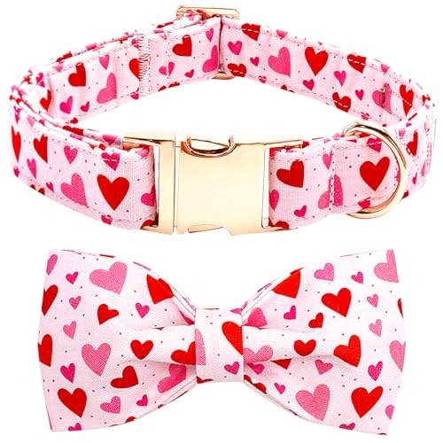 Bobo Rainbow Valentinstags-Hundehalsband mit Fliege, rotes Herz, niedlich, verstellbar, Rosa, bequemes Hundehalsband, Metallschnalle, Baumwolle, Urlaub, Welpenhalsband, Geschenk für X-Small Hunde Bobo Rainbow Valentinstags-Hundehalsband mit Fliege, rotes Herz, niedlich, verstellbar, Rosa, bequemes Hundehalsband, Metallschnalle, Baumwolle, Urlaub, Welpenhalsband, Geschenk für X-Small Hunde von Bobo Rainbow
