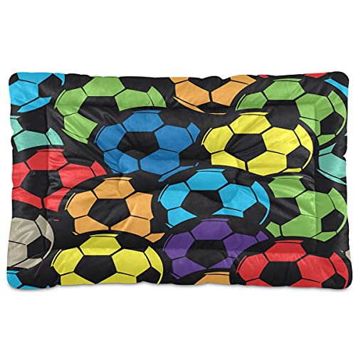 Abstraktes buntes Fußball-Haustierbett, Matte, Regenbogen-Sportbälle, Hundebett, 45,7 x 61 cm, Haustierkissen, Kissen für mittelgroße und kleine Welpen Abstraktes buntes Fußball-Haustierbett, Matte, Regenbogen-Sportbälle, Hundebett, 45,7 x 61 cm, Haustierkissen, Kissen für mittelgroße und kleine Welpen von Boccsty