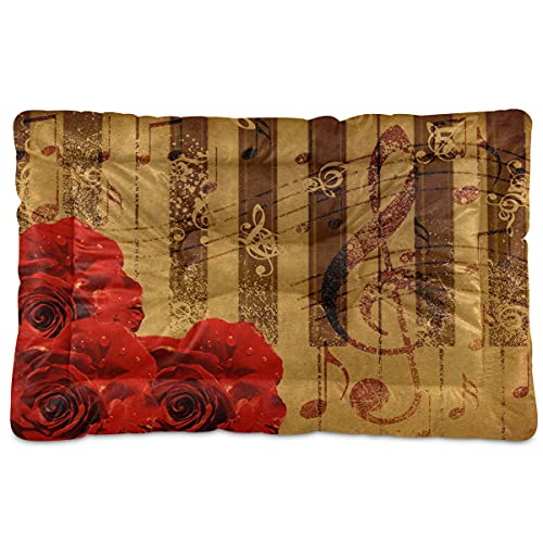 Boccsty Abstrakte Grunge-Musiknoten-Haustierbett-Matte, Rose, Blume, Klaviertastatur, Hund, Katze, Kiste, Hundebett, 61 x 91 cm, Haustierkissen, Kissen für mittelgroße und kleine Welpen Boccsty Abstrakte Grunge-Musiknoten-Haustierbett-Matte, Rose, Blume, Klaviertastatur, Hund, Katze, Kiste, Hundebett, 61 x 91 cm, Haustierkissen, Kissen für mittelgroße und kleine Welpen von Boccsty