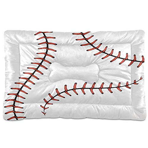 Boccsty Baseball-Softball-Schnürsenkel, Haustierbett, Matte, Sport, Softball, Hund, Katze, Hundebett, 45,7 x 61 cm, Haustierkissen, Kissen für mittelgroße und kleine Welpen Boccsty Baseball-Softball-Schnürsenkel, Haustierbett, Matte, Sport, Softball, Hund, Katze, Hundebett, 45,7 x 61 cm, Haustierkissen, Kissen für mittelgroße und kleine Welpen von Boccsty