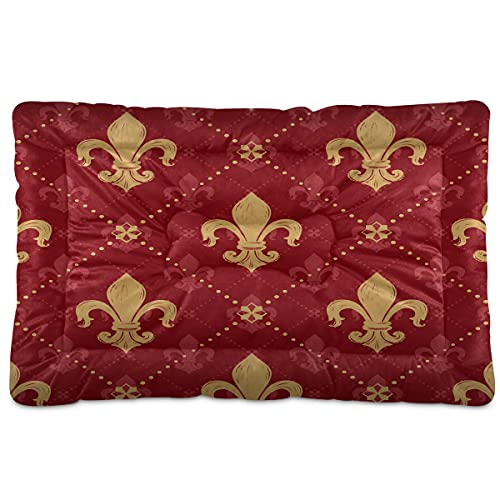 Boccsty Gold Lily Fleur-De-Lis Haustierbett, Matte für Hunde und Katzen, Hundebett, 45,7 x 61 cm, Haustierkissen, Kissen für mittelgroße und kleine Welpen Boccsty Gold Lily Fleur-De-Lis Haustierbett, Matte für Hunde und Katzen, Hundebett, 45,7 x 61 cm, Haustierkissen, Kissen für mittelgroße und kleine Welpen von Boccsty
