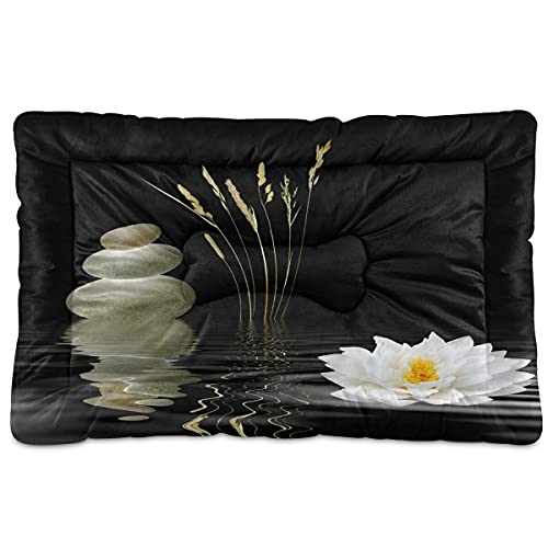 Boccsty Grey Spa Zen Stones Haustierbettmatte, weiße Lotuslilie, wilde Gräser, Hundebett, 61 x 91 cm, Haustierkissen, Kissen für mittelgroße und kleine Welpen Boccsty Grey Spa Zen Stones Haustierbettmatte, weiße Lotuslilie, wilde Gräser, Hundebett, 61 x 91 cm, Haustierkissen, Kissen für mittelgroße und kleine Welpen von Boccsty