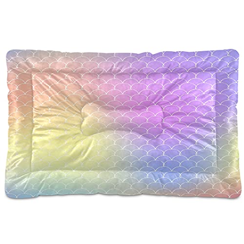 Boccsty Haustierbett, Meerjungfrauenwaage, Farbverlauf, für Hunde und Katzen, Hundebett, 45,7 x 61 cm, Kissen für mittelgroße und kleine Welpen Boccsty Haustierbett, Meerjungfrauenwaage, Farbverlauf, für Hunde und Katzen, Hundebett, 45,7 x 61 cm, Kissen für mittelgroße und kleine Welpen von Boccsty
