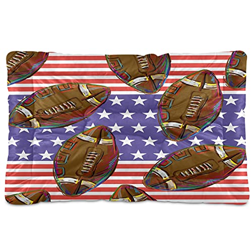 Boccsty Haustierbett, Motiv: American Football-Muster, USA-Flagge, Hundebett, 45,7 x 61 cm, Haustierkissen, Kissen für mittelgroße und kleine Welpen Boccsty Haustierbett, Motiv: American Football-Muster, USA-Flagge, Hundebett, 45,7 x 61 cm, Haustierkissen, Kissen für mittelgroße und kleine Welpen von Boccsty