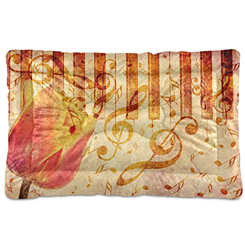 Boccsty Haustierbett, Motiv: Grunge mit Musiknoten, Tulpe, Blume, Klaviertastatur, Hund, Katze, Käfigmatte, Hundebett, 45,7 x 61 cm, Kissen für mittelgroße und kleine Welpen Boccsty Haustierbett, Motiv: Grunge mit Musiknoten, Tulpe, Blume, Klaviertastatur, Hund, Katze, Käfigmatte, Hundebett, 45,7 x 61 cm, Kissen für mittelgroße und kleine Welpen von Boccsty