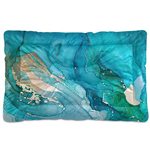 Boccsty Haustierbett, für mittelgroße und kleine Welpen, Marmor, Ozeanblau, 45,7 x 61 cm, goldfarben Boccsty Haustierbett, für mittelgroße und kleine Welpen, Marmor, Ozeanblau, 45,7 x 61 cm, goldfarben von Boccsty