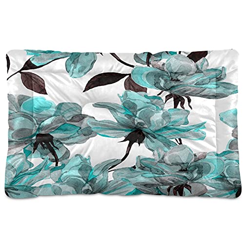 Boccsty Haustierbett mit Blumenrosen, blaugrün, türkis, für Hunde und Katzen, Hundebett, 61 x 91 cm, Haustierkissen, Kissen für mittelgroße und kleine Welpen Boccsty Haustierbett mit Blumenrosen, blaugrün, türkis, für Hunde und Katzen, Hundebett, 61 x 91 cm, Haustierkissen, Kissen für mittelgroße und kleine Welpen von Boccsty