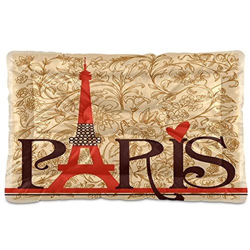 Boccsty Paris Haustierbett, Vintage-Blumenmuster, Eiffelturm, rotes Herz, Hundebett, 45,7 x 61 cm, Haustierkissen, Kissen für mittelgroße und kleine Welpen Boccsty Paris Haustierbett, Vintage-Blumenmuster, Eiffelturm, rotes Herz, Hundebett, 45,7 x 61 cm, Haustierkissen, Kissen für mittelgroße und kleine Welpen von Boccsty