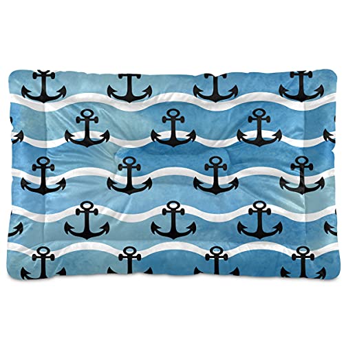 Boccsty Sea Anchor Haustierbett-Matte, Marineblau, Weiß, Blau, Chevron, Hundebett, 45,7 x 61 cm, Haustierkissen für mittelgroße und kleine Welpen Boccsty Sea Anchor Haustierbett-Matte, Marineblau, Weiß, Blau, Chevron, Hundebett, 45,7 x 61 cm, Haustierkissen für mittelgroße und kleine Welpen von Boccsty