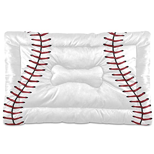 Boccsty Softball-Baseball-Haustierbett, Matte, rote Spitze, Sportball, Hund, Katze, Hundebett, 45,7 x 61 cm, Haustierkissen, Kissen für mittelgroße und kleine Welpen Boccsty Softball-Baseball-Haustierbett, Matte, rote Spitze, Sportball, Hund, Katze, Hundebett, 45,7 x 61 cm, Haustierkissen, Kissen für mittelgroße und kleine Welpen von Boccsty