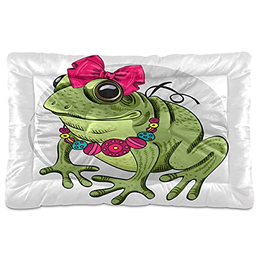 Haustierbett, Frosch mit Schleife, Tiermotiv, für Hunde und Katzen, 45,7 x 61 cm, Kissen für mittelgroße und kleine Welpen von Boccsty