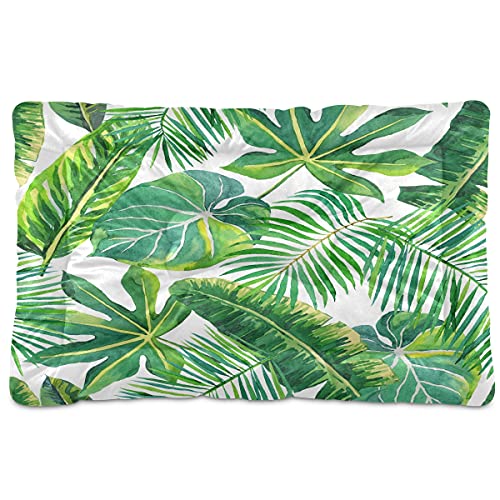 Haustierbett, Motiv: grüne Palmenblätter, Banane, Hund, Katze, Hundebett, 45,7 x 61 cm, Haustierkissen, Kissen für mittelgroße und kleine Welpen Haustierbett, Motiv: grüne Palmenblätter, Banane, Hund, Katze, Hundebett, 45,7 x 61 cm, Haustierkissen, Kissen für mittelgroße und kleine Welpen von Boccsty