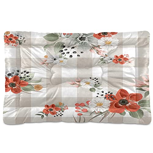 Haustierbett-Matte mit Vichy-Muster, für Hunde und Katzen, 61 x 91 cm, für mittelgroße und kleine Welpen, Beige / Weiß Haustierbett-Matte mit Vichy-Muster, für Hunde und Katzen, 61 x 91 cm, für mittelgroße und kleine Welpen, Beige / Weiß von Boccsty