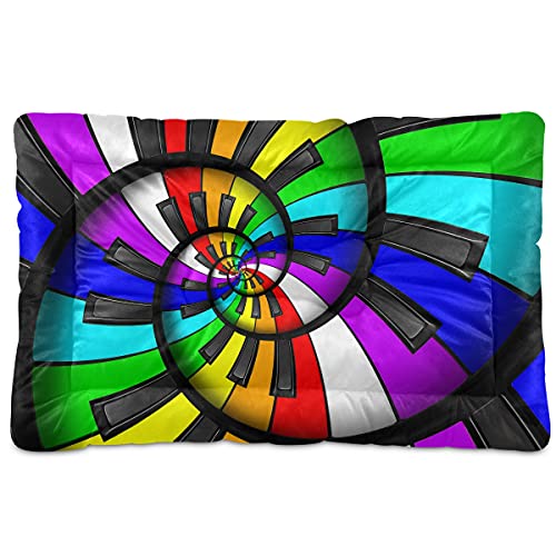 Haustierbett mit abstraktem Regenbogen-Klaviertastatur, Spiralmusik, schwarz, Hundebett, 45,7 x 61 cm, Haustierkissen, Kissen für mittelgroße und kleine Welpen Haustierbett mit abstraktem Regenbogen-Klaviertastatur, Spiralmusik, schwarz, Hundebett, 45,7 x 61 cm, Haustierkissen, Kissen für mittelgroße und kleine Welpen von Boccsty
