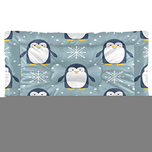 Haustierbett mit weihnachtlichem blauem Pinguin-Muster, Wintertier, Schneeflocke, Neujahr, für Hunde und Katzen, Hundebett, 61 x 91 cm, für mittelgroße und kleine Welpen von Boccsty