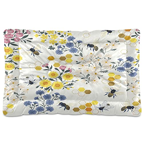 Wildblumen Honeybee Haustierbett Matte Bienen Blume Waben Hund Katze Käfig Matte Hundebett 18x24 Haustier Kissen Kissen Pad für Mittlere Kleine Welpen Schlafen von Boccsty