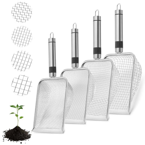 Bocguy Gartensieb 4 Stück, Edelstahl Kompostsieb - Gartensieb Erde - mit Griff Gartensieb Erdsieb - 2/2.8/3.8/5mm Masche, für Sand, Steine, Erde, Kompost Bocguy Gartensieb 4 Stück, Edelstahl Kompostsieb - Gartensieb Erde - mit Griff Gartensieb Erdsieb - 2/2.8/3.8/5mm Masche, für Sand, Steine, Erde, Kompost von Bocguy