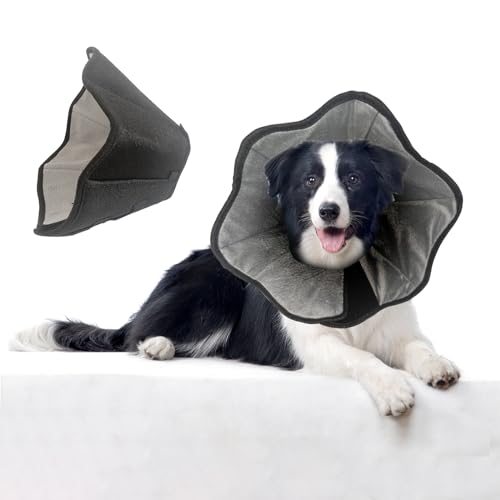 Comfy Halskrause Hund für Haustiere für Genesung Nach Operationen oder Wunden, PVC-Material Schutzkragen Hund, mit Innenseite aus Bequemem Plüsch (L) von Bocguy