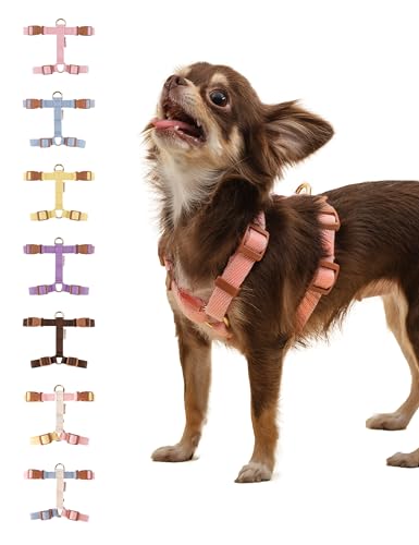 BODDLELANG H-Type Easy Walk Hundegeschirr für mittelgroße Hunde, kein Ziehen, ausbruchsicheres Geschirr für Hunde, verstellbares rosa Hundegeschirr, mittelgroße Hunde, Hundegeschirr-Zubehör (M1, Rosa) von Boddlelang